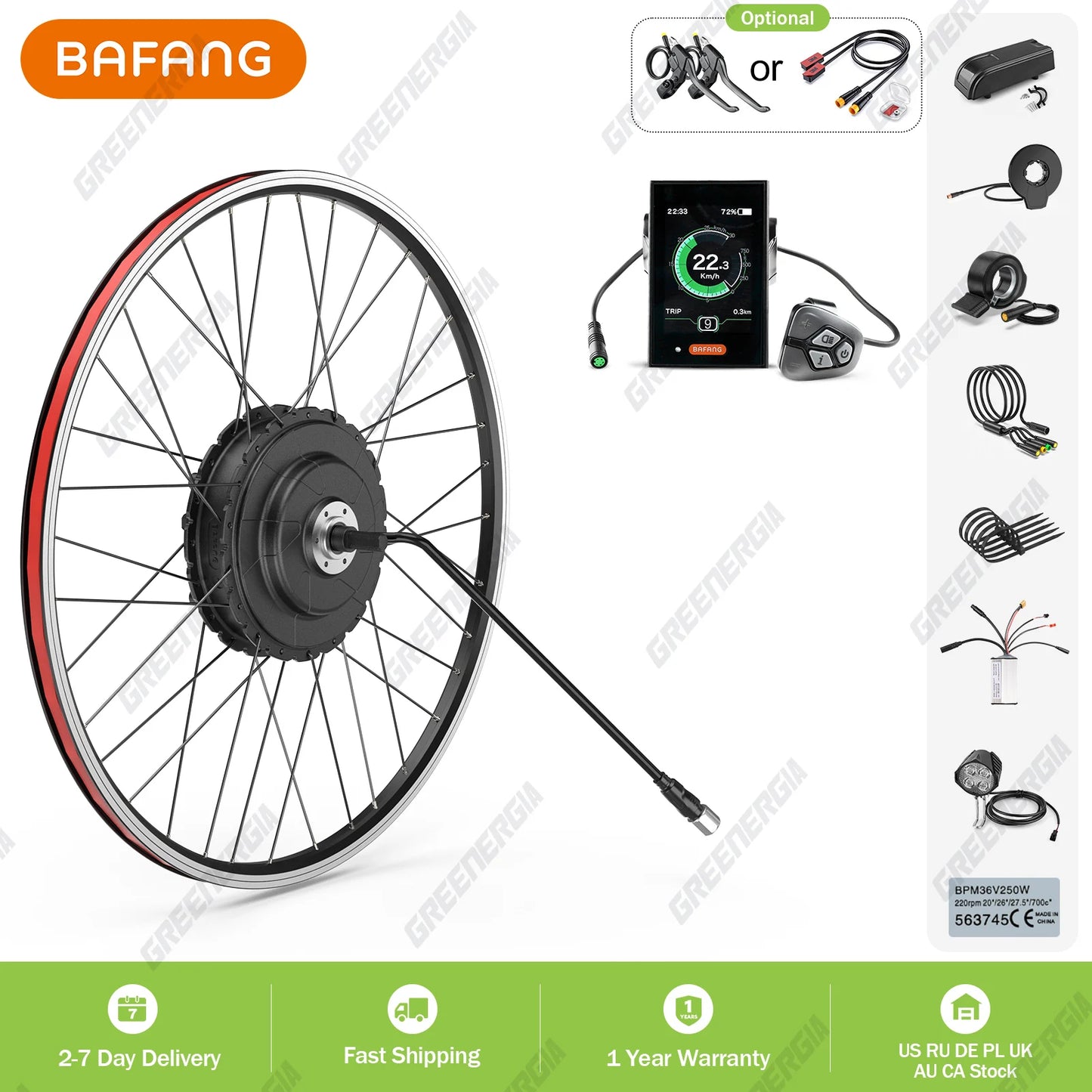Bafang 750W 500W 48V Front Rear Hub Motor Ebike Conversion Kit