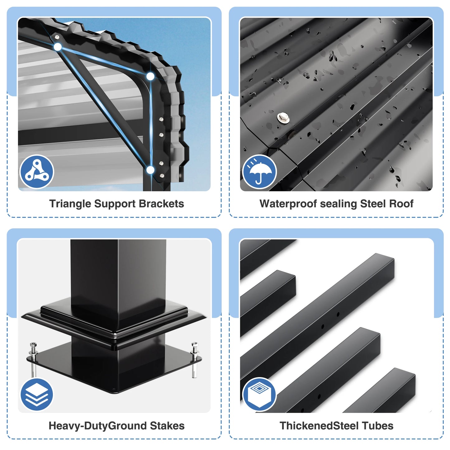 10x15~20x40FT Multi-Size Heavy Duty Garage Galvanized Car Shelter