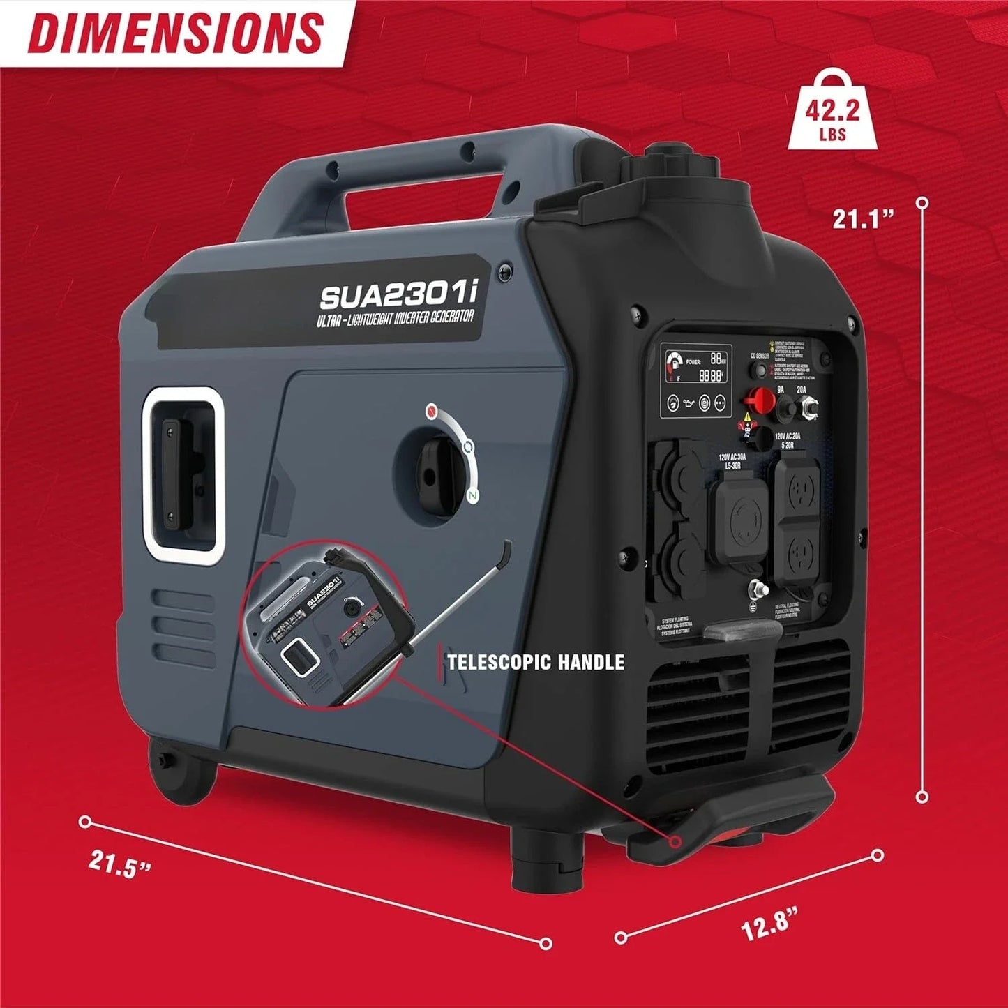 Portable Inverter Generator, 2300W RV Ready, EPA & CARB Compliant