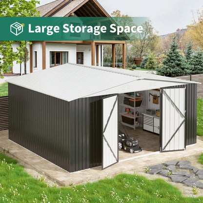 10x12/12x14FT Galvanized Steel Storage Shed Heavy Duty Lockable