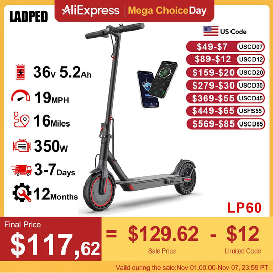 LP60 Electric Scooter 350W 19mph  8.5inch tire 16miles