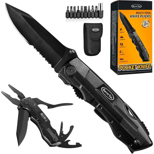 15in1 Folding Pocket Knife Multitool w/ Safety Lock Mechanism
