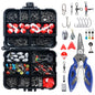263pcs Tackle Box Including Plier Jig Hooks Sinker Weight Swivels Snaps Sinker Slides