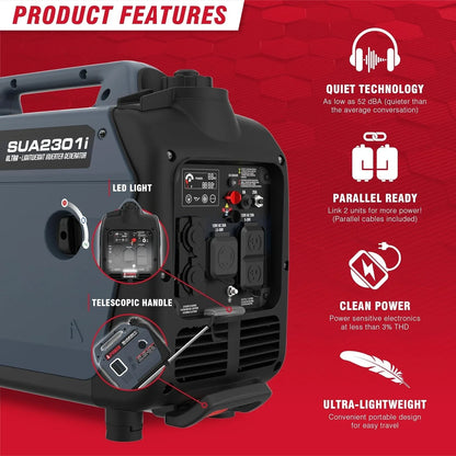 Portable Inverter Generator, 2300W RV Ready, EPA & CARB Compliant