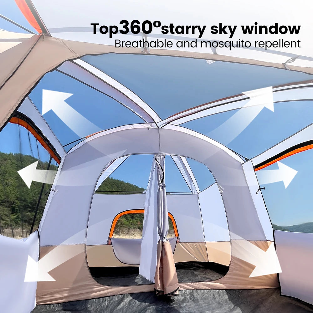 2025 Upgraded 4 Season Camping Tent 3-12 Person Waterproof Windproof