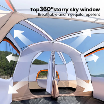 2025 Upgraded 4 Season Camping Tent 3-12 Person Waterproof Windproof