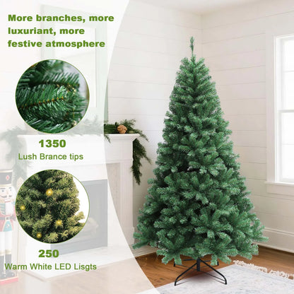 6-7ft Pre-Lit Christmas Tree LED Lights, 8 Modes