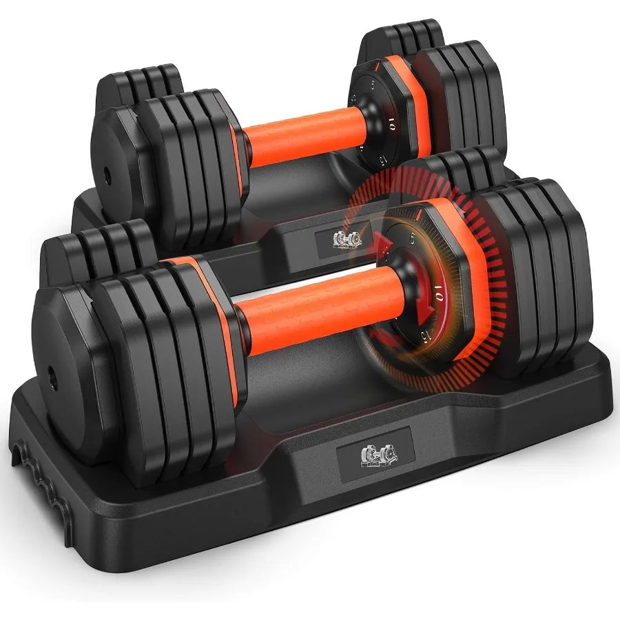 Adjustable Dumbbell Set  110lbs 50lbs Capacity  25lbs 55lbs Adjustable Weight