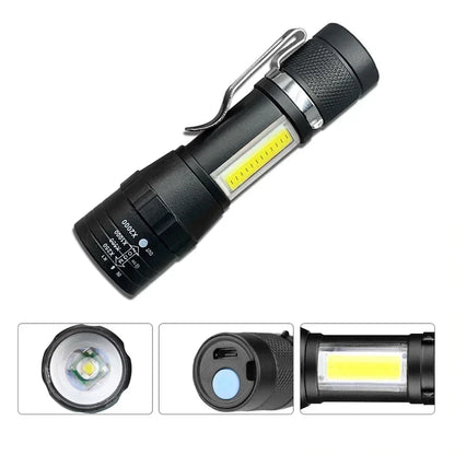 Portable Rechargeable LED Flashlight with Side Light
