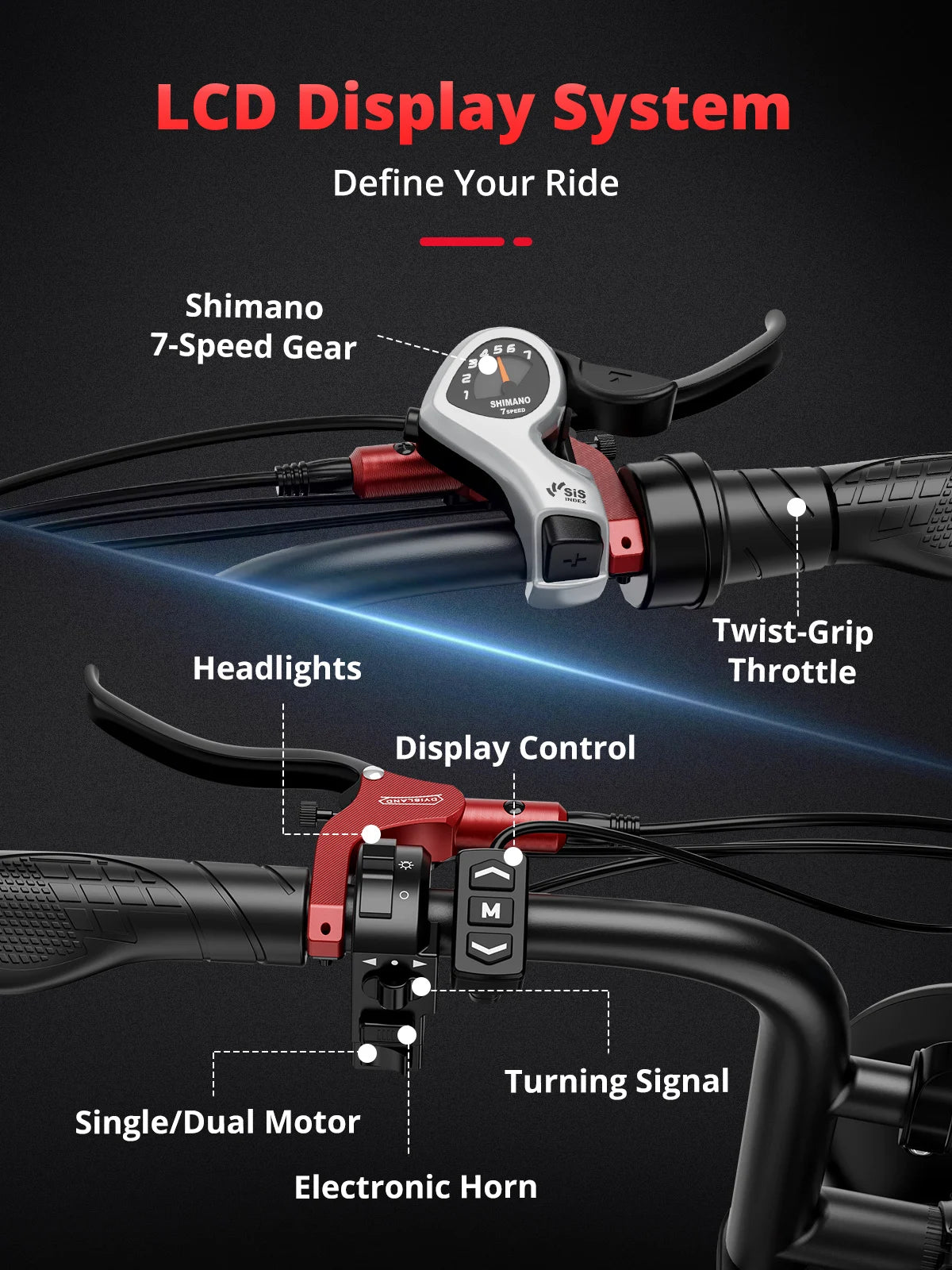 2000W Dual Motor Bicycle 48V 25AH Battery 20" Electric E Bikes