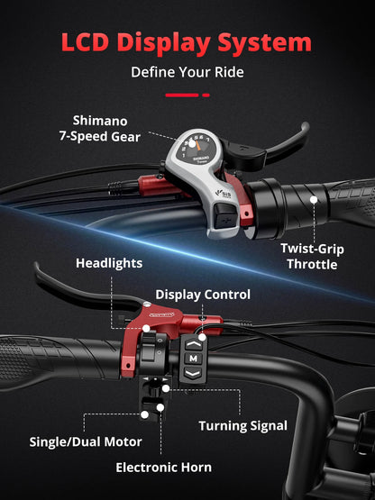 2000W Dual Motor Bicycle 48V 25AH Battery 20" Electric E Bikes