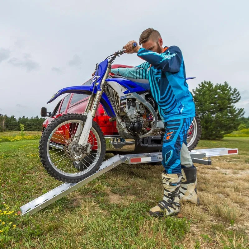 Motorcycle Hitch Carrier with Loading Ramp Aluminum 400 lb. Capacity