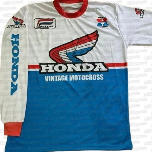 Honda Vintage Race Uniform Motorcycle  Summer Men Jersey