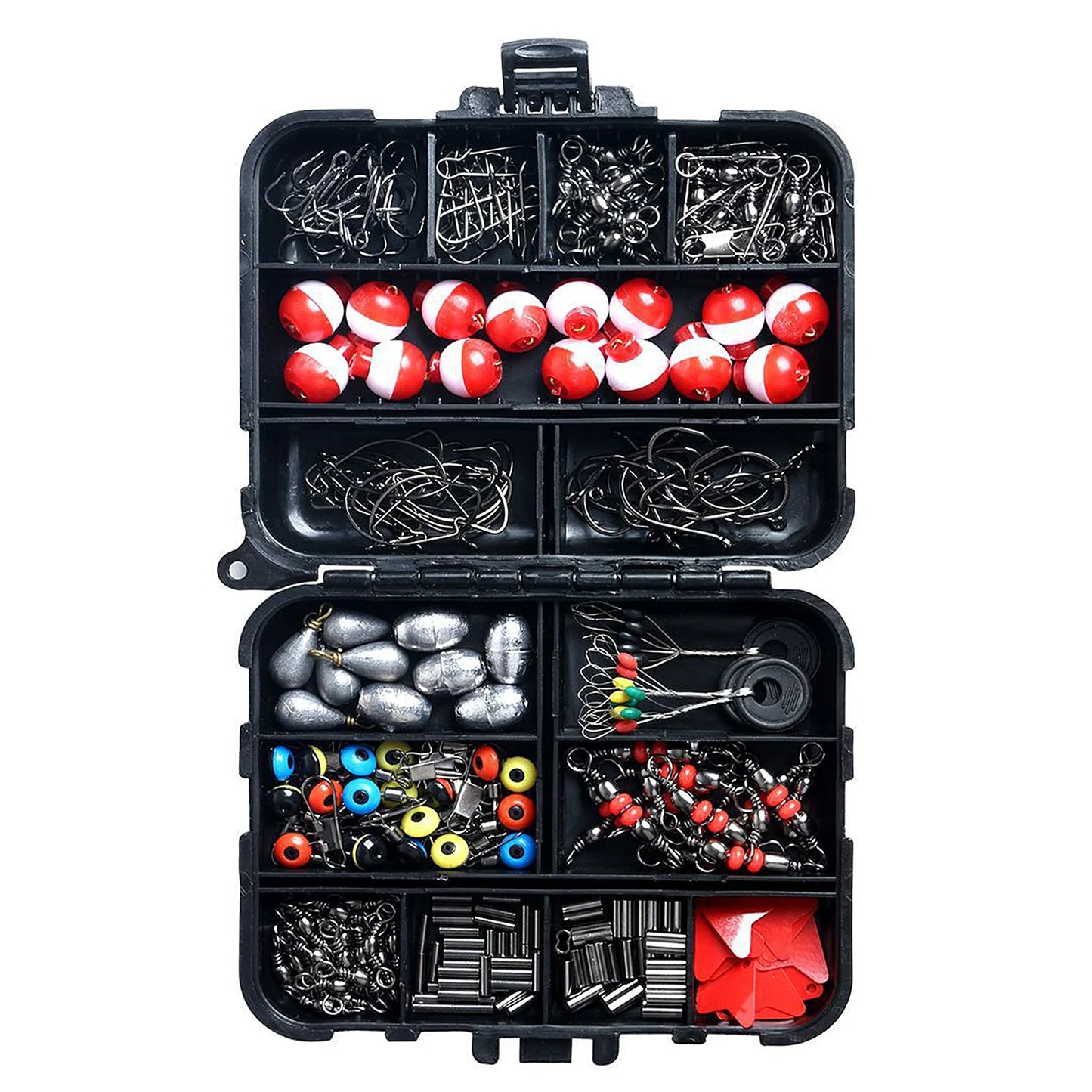 263pcs Tackle Box Including Plier Jig Hooks Sinker Weight Swivels Snaps Sinker Slides