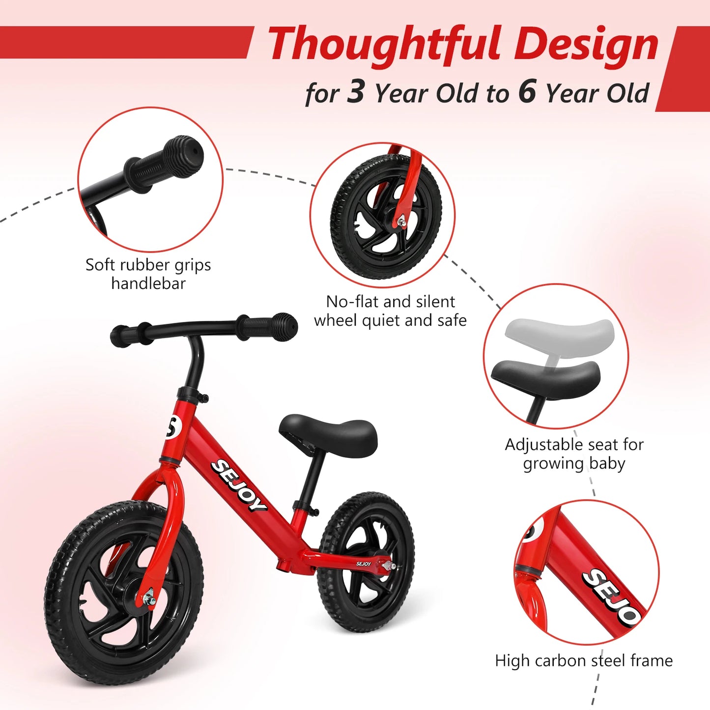 Balance Bike,Lightweight Toddler Bike for 3-6 Year Old Boys