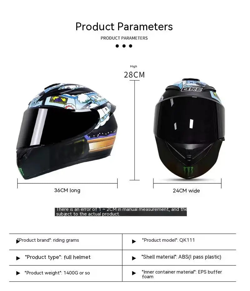 DOT Motorcycle Helmet Full Face Safety  Helmets  Unisex