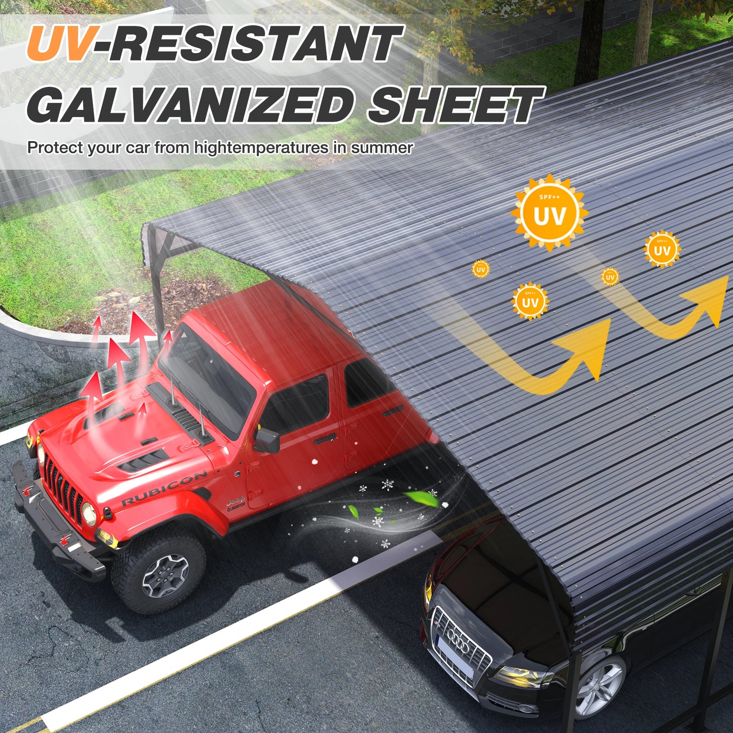10x15~20x40FT Multi-Size Heavy Duty Garage Galvanized Car Shelter