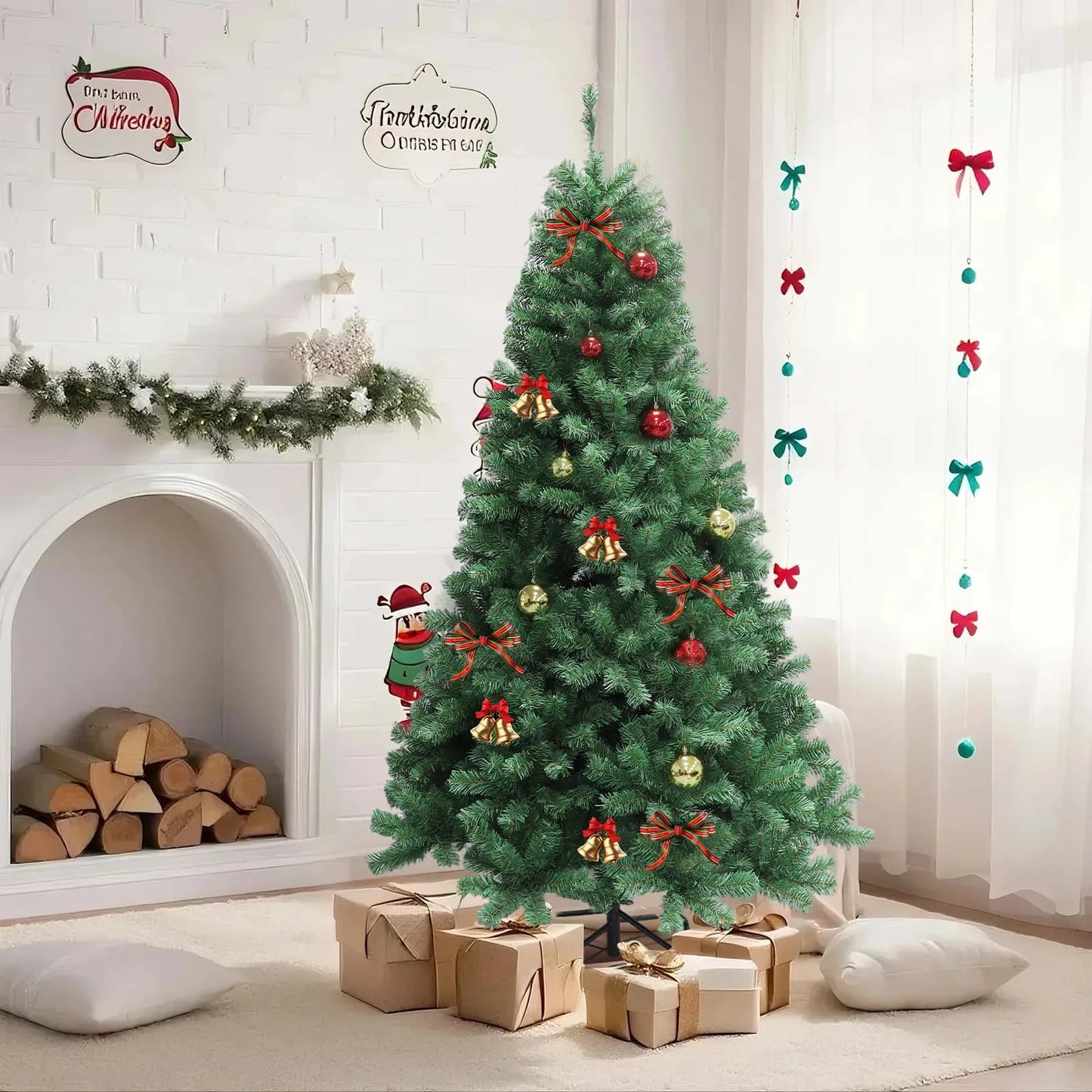 6-7ft Pre-Lit Christmas Tree LED Lights, 8 Modes