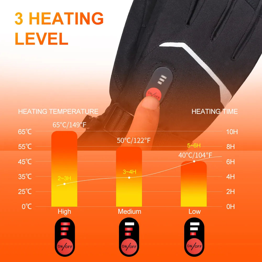 Heated leather Motorcycle Gloves 3 Shift Temperature Control