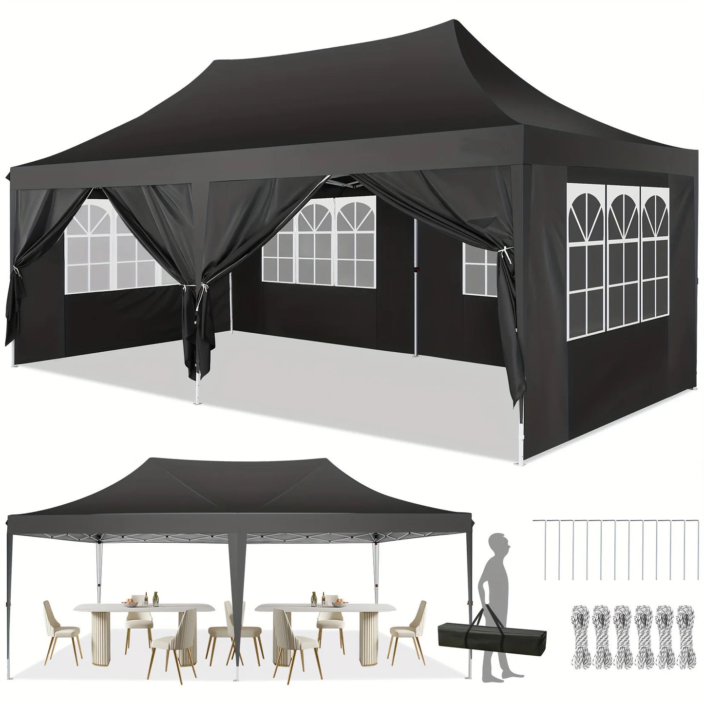 10x20 Pop Up Canopy Tent with 6 Sidewalls
