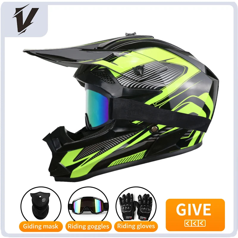 Full Face Motorcycle Helmet with 3 Piece Gift