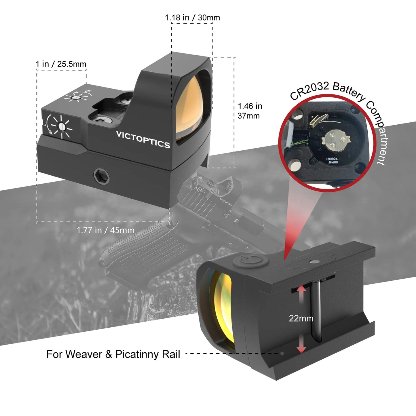 1x17x26 Red Dot Sight For Airsoft guns