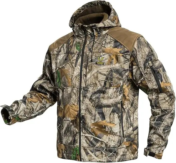 Quiet Hunting Jacket Softshell Fleece-Lined Camouflage