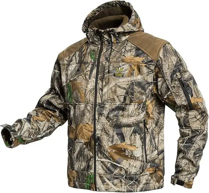 Quiet Hunting Jacket Softshell Fleece-Lined Camouflage