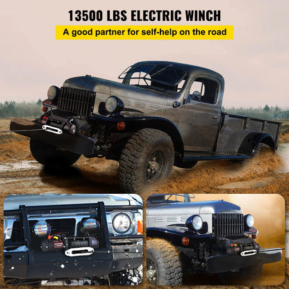 13500LBS Electric Winch 12v 27M/92FT Synthetic Rope  4X4 Car Trailer ATV Truck