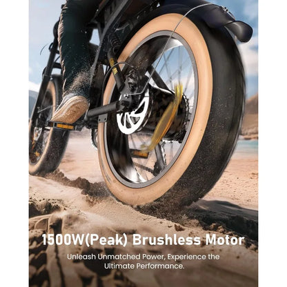 750/1500W Ebike 20/28MPH, 55-75 Miles Electric Motorcycle with 10.4/13AH Battery 20 INCH