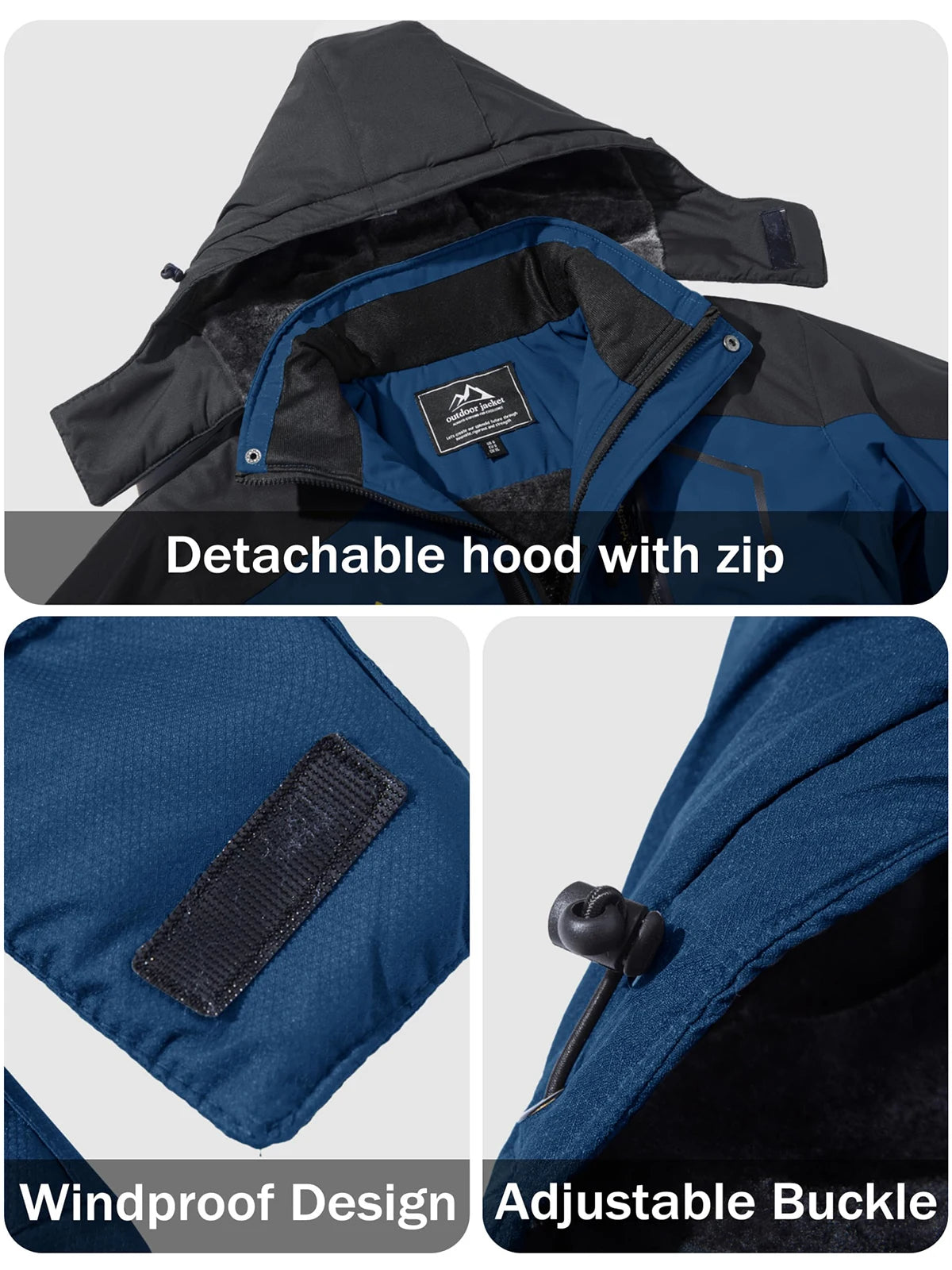 Men's Water Resistant fleece Ski Jacket With Hood