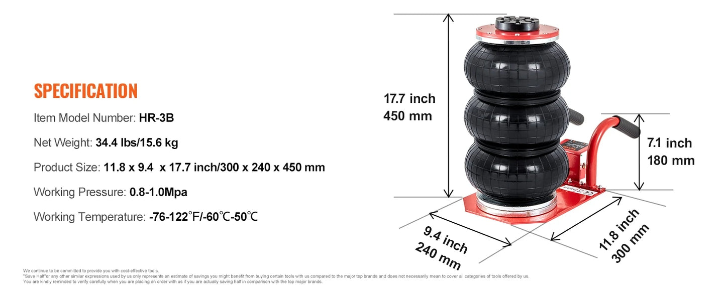 Car air Jack Heavy Duty 3 ton capacity