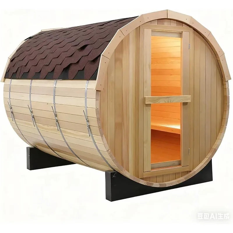 Outdoor Barrel Steam Sauna, 6-8Person  Electric Heater