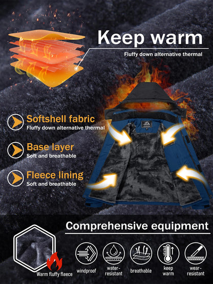 Men's Water Resistant fleece Ski Jacket With Hood