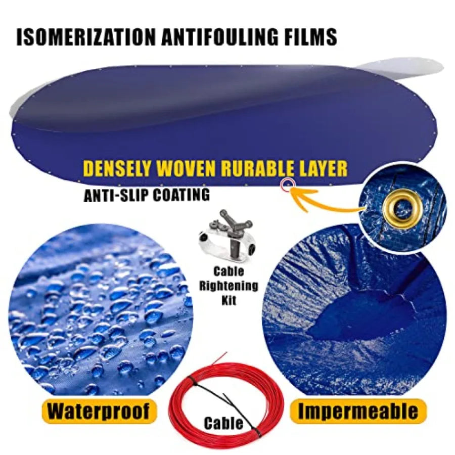 16' x 47' Premium Oval Blue Winter Swimming Pool Cover tarp