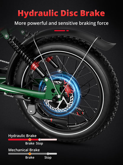 2000W Dual Motor Bicycle 48V 25AH Battery 20" Electric E Bikes